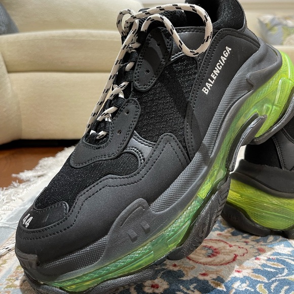 Mens Balenciaga Triple S Clear Sole Sneakers black neon size 10 - Picture 2 of 10